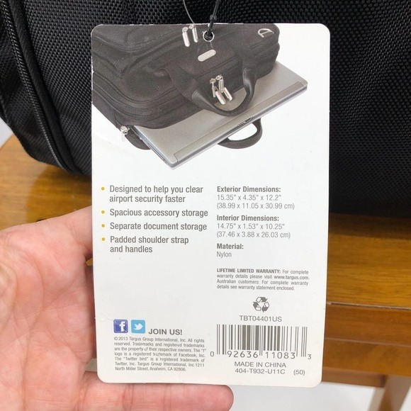 Targus Laptop Case Checkpoint Friendly Air Traveler Black Shoulder Strap Bag - Picture 13 of 14